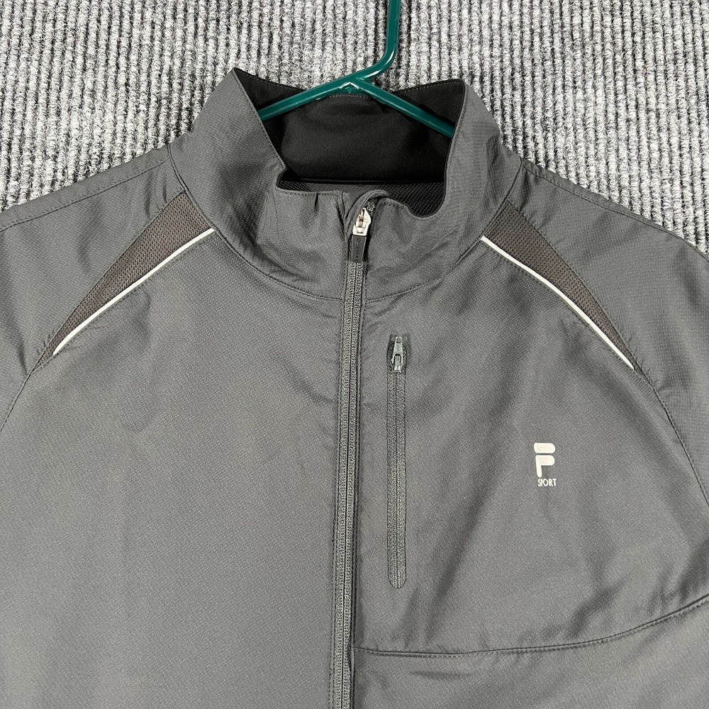 FILA Jacket Mens Large Black Long Sleeve Full Zip Mock Neck Active Outdoor